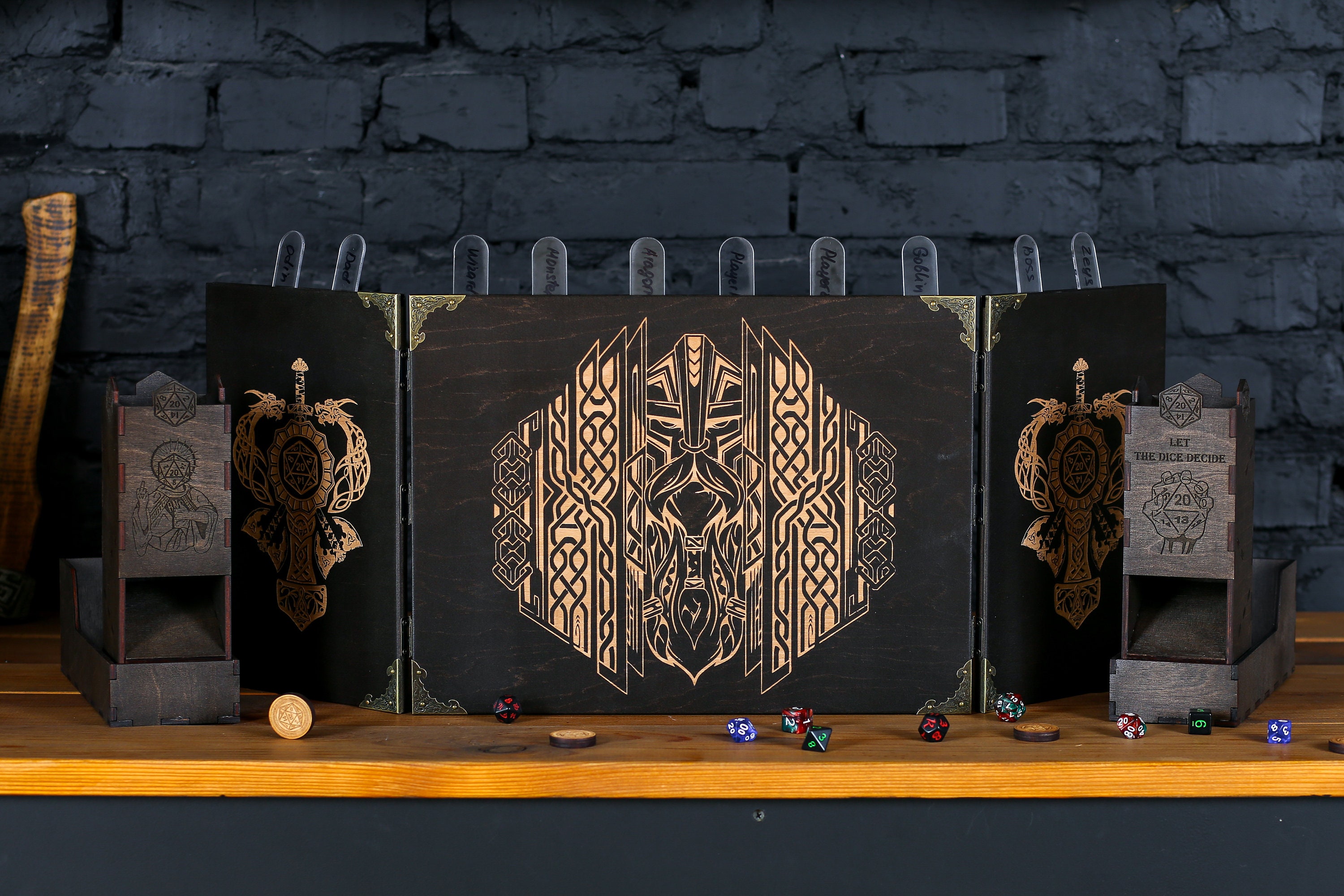 DM Screen Wood With Dice Towers, Dnd Dm Screen Magnetic, Initiative ...
