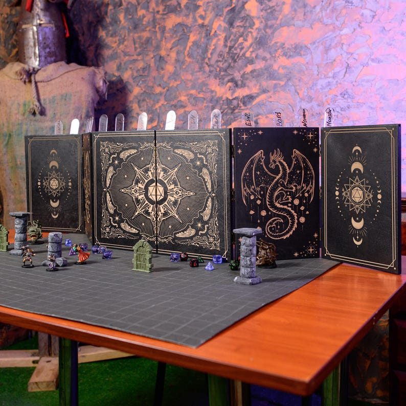 Custom DM Screen Dnd Dm Screen Wood With Dice Towers, Dungeon Master ...