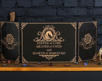 Paravent maître Dungeon, paravent Dm en bois magnétique, paravent dnd dm en bois, cadeaux Dungeon Master, paravent personnalisé, Pathfinder, cadeaux de Noël