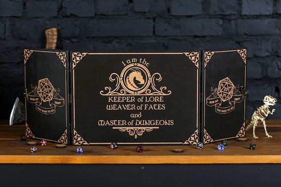 Haxtec DND DM Screen With Magnetic Pockets - Four Panel Dungeon Master ...