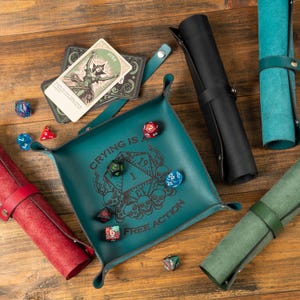 Individuelles Würfeltablett Leder Rollwürfeltasche Würfeltasche, D&D-Würfelschale, Rolling-Dice-Tablett und Aufbewahrung, D&D-Geschenke personalisiert