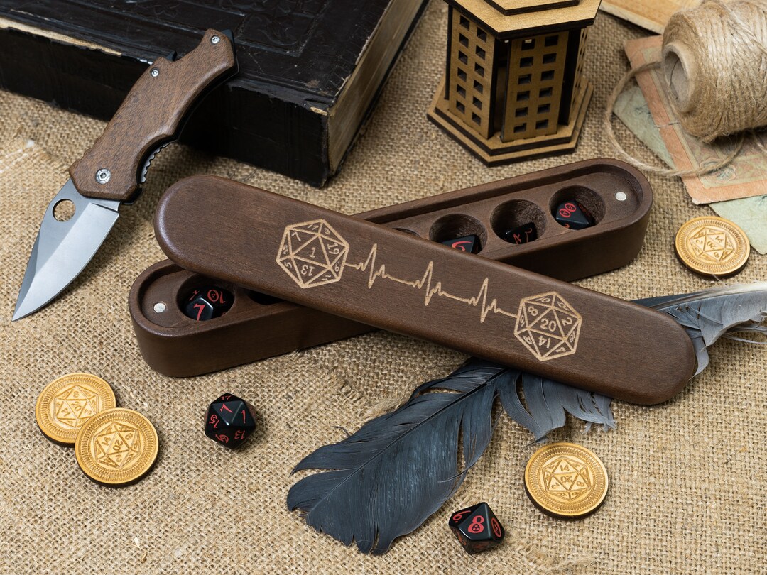 Dice Box D&D Engraved Wood Personalized Dice Case Dnd Dice Wooden Box