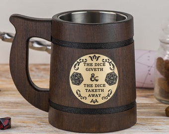 Dungeon master personalized mug, Custom Wooden beer stein, DnD tankard, Dungeons and dragons gifts, dnd gifts for him