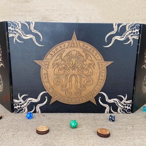 Dm screen wood magnetic, Cthulhu screen, Kraken Dungeon Master screen personalized, Dungeon Master gifts, Cthulhu RPG gamer Gift for DM