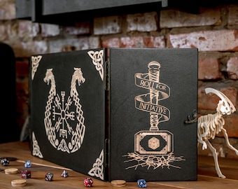 Custom Game Master Screen Magnetic with Initiative Trackers, Wooden RPG screen, Pathfinder, Tabletop Roleplaying Game Gifts