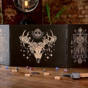 Einzigartiger DM Bildschirm, Dungeon Master Bildschirm mit Initiativtracker, Spielleiter Bildschirm, Dungeon Master Bildschirm, RPG Geschenke aus Holz, Geschenke für dm