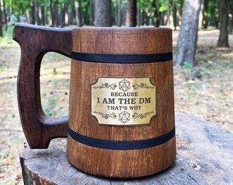 Dungeons and Dragons, Dungeon Master personalized mug, I am DM that's why, Custom Beer mug Engraved Tankard, Gamer Gift