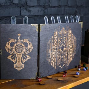 Schermo DM in legno con torri per dadi, schermo magnetico per DM DND, misuratore di iniziativa, regalo per Dungeon Master, regali per DM