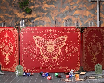 Dm screen Dungeon Master screen wood with initiative tracker and dice tower, Wooden RPG screen,  Fantasy Game master screen, dm gifts