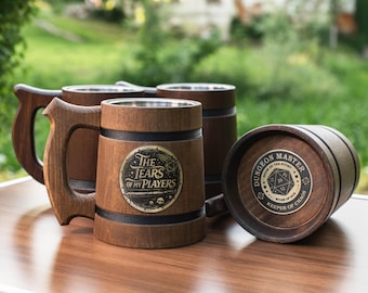 dm mug personalized, Custom DnD Mug, Dungeons and Dragons Tankard, Engraved Wooden Beer Stein, RPG Gift, Game Master Gift, Boyfriend Gift