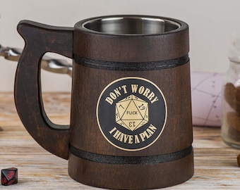 Uniek dnd-cadeau, Dungeons and Dragons, Dungeon Master-mok, bierpul, houten bier dnd-mok, nerdy cadeaus voor mannen, unieke cadeaus voor hem