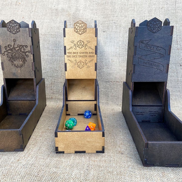 Custom dice tower wood, dnd tower and tray, walnut wood dnd dm gift, Dungeon Master, RPG tabletop gaming