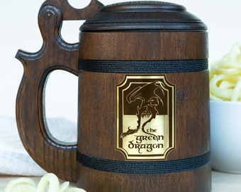 Boccale da birra in legno personalizzato con coperchio, boccali da birra in legno di pony con coperchio, regali personalizzati per uomini, regali di Natale per lui