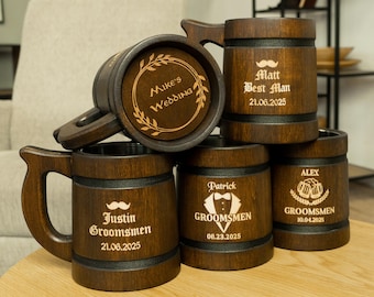 Set of 8 Groomsmen gifts Wedding Viking Mugs, Personalized Beer stein, Engraved Tankard, Best Man gifts