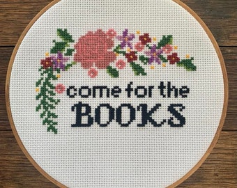 Come for the Books Cross Stitch Pattern