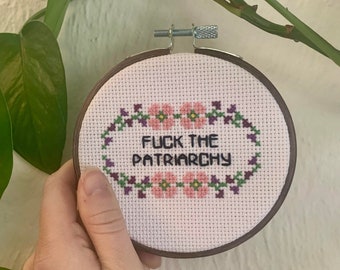 Fuck the Patriarchy Digital Cross Stitch Pattern