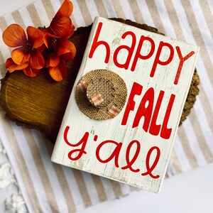 Happy Fall Yall, letrero de madera de otoño, decoración de bandeja escalonada de granja, decoración de otoño, carteles de otoño, decoración de acción de gracias, decoración interior de otoño