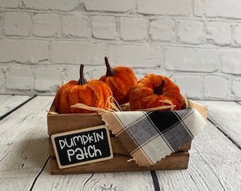 Pumpkin Patch Wood Crate: Farmhouse Fall Tiered Tray Decor