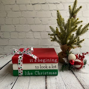 It’s beginning to look a lot like Christmas Book Stack, Christmas book stack, Christmas wood decor, Christmas faux book, Christmas decor,