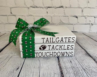 Football Book Stack: Game Day Tiered Tray Decor