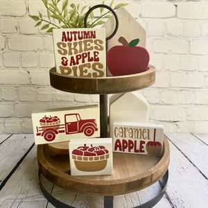 Apfel gestapeltes Tablett Bündel, Herbst Tablett, Apfel Herbst Zeichen, Apfel Dekor, Apfelkuchen Dekor Bündel, Apfeldekor, Apfelausschnitt