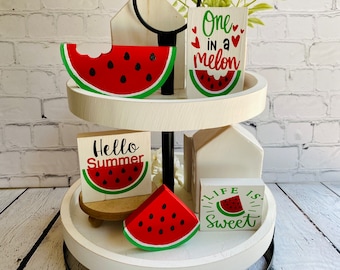 Watermelon tiered tray bundle, Watermelon wood sign , Watermelon  bundle, Watermelon tiered tray decor, Watermelon decor, watermelon cutout