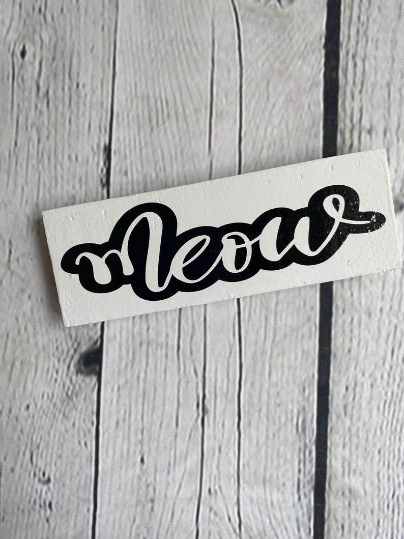 Meow Text Cursive Hand Painted Cat Lover Tiered Tray Decor Bundle - Etsy
