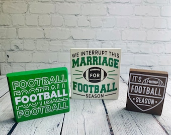 Hand Painted Football Tiered Tray Signs: Game Day Sports Decor