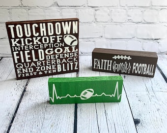Hand Painted Football Tiered Tray Signs: Game Day Decor