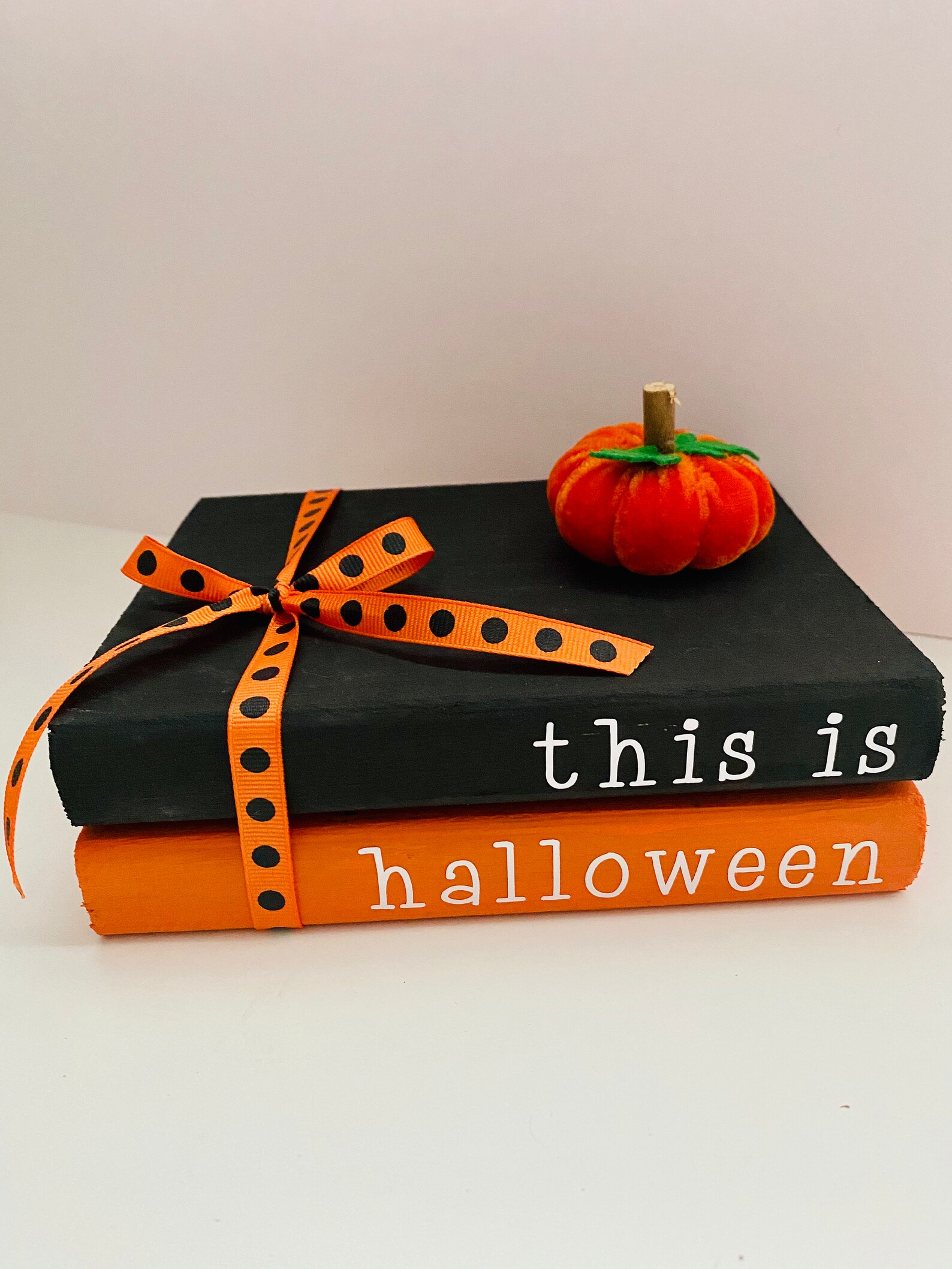 Halloween Wooden Book Stack Faux Books Halloween Decor Fall Etsy