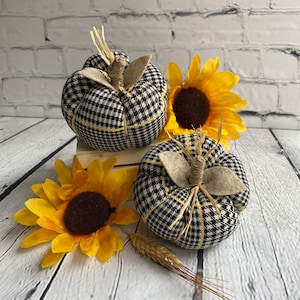Plaid Fabric Pumpkins: Rustic Fall Decor, Set of 2