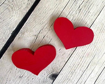 Valentines Red Wood Heart Cutouts: Tiered Tray Decor (Set of 2)