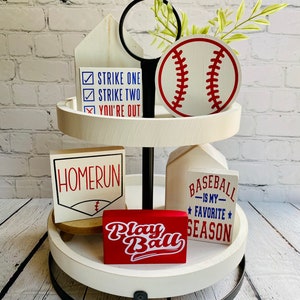 Baseball Tiered Tray bundle, Baseball Signs, Baseball Decorations, Baseball wood sign, Sports Decor, Baseball is my favorite season