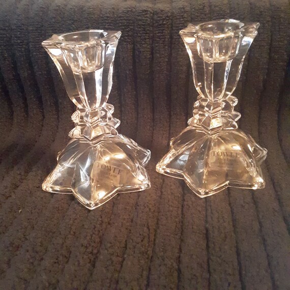 Vintage Pair of Fulllead Crystal Towle Candle Stick Holders Etsy