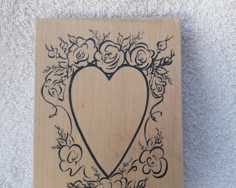 PSX Rubber Stamp; Rose Heart; K-2222; 1997