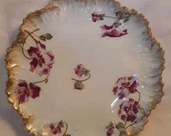 J Pouyat Limoges France 7 1/4&quot; Pansy Decorative/Cabinet Plate (1906-32)
