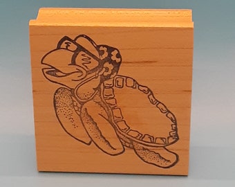 Hooked on Stamps Rubber Stamp; Swimming Turtle