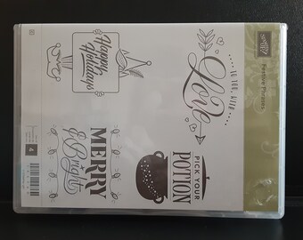 Stampin Up Rubber Stamp Set; Festive Phrases