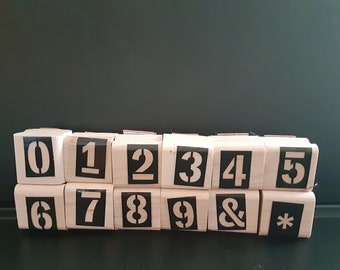 Stampin Up Rubber Stamp Set; Alpha Numbers; Reverse Squares