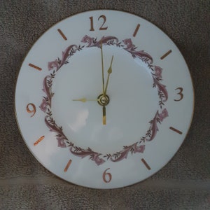 Repurposed 7 3/4" Clock; Minton England Laurentian Pink China Plate