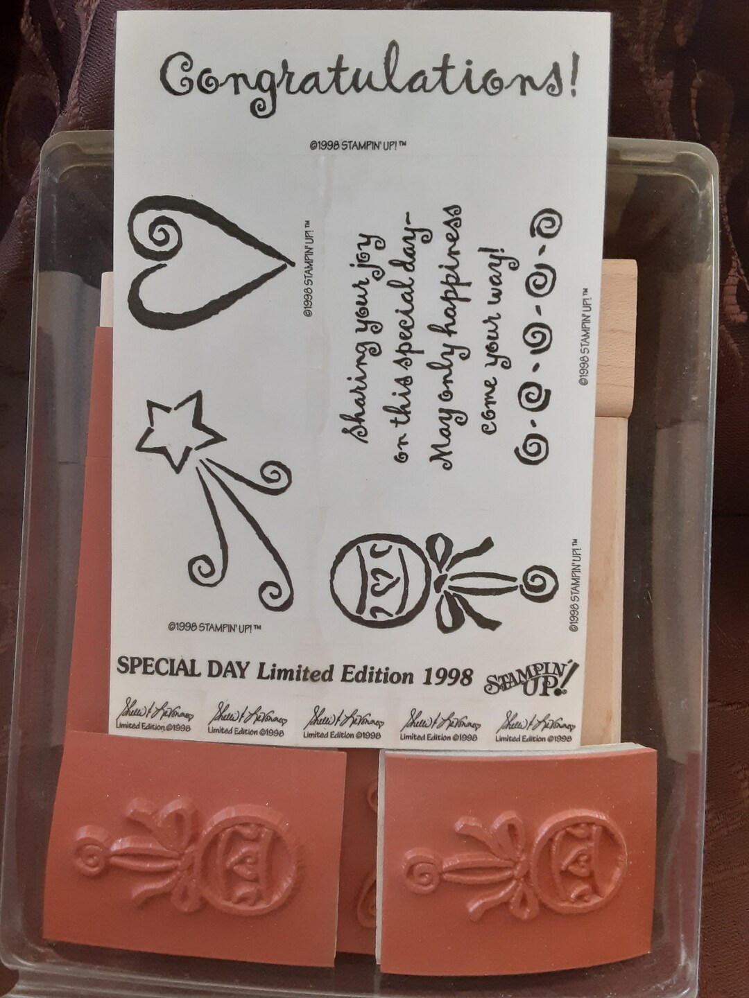 Stampin up Rubber Stamp Set; Special Day Limited Edition; 1998 - Etsy
