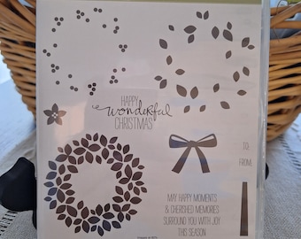 Stampin Up Rubber Clear Mount Stamp Set; Wondrous Wreath
