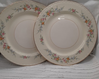 Vintage Homer Laughlin Georgian Eggshell Pink Floral Pattern; 2-10&quot; Dinner Plates