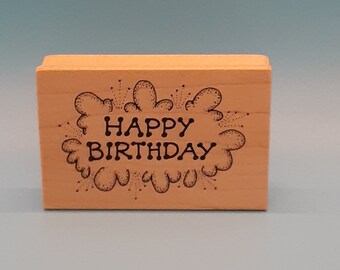 Leigh's Wishing Well Rubber Stamp; Happy Birthday Cloud; G234