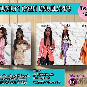 Sobres de efectivo personalizados para carpetas de presupuesto en EVERYDAY GIRL con afirmaciones de dinero