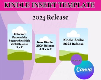 Kindle Insert Template | 2024 Kindle Models | Kindle Clear Case Insert | Printable Canva Template | Kindle Insert | Kindle Colorsoft