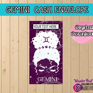 GEMINI   Single Cash Envelope  : Printable Budget Envelopes - Budgeting Envelopes