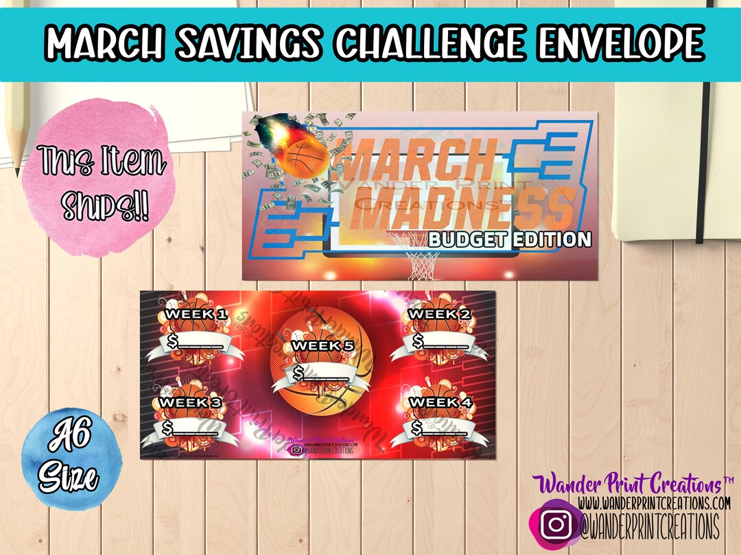MARCH MADNESS Savings Challenge Envelope SHIPPED - Etsy