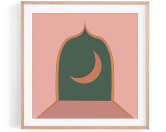 Moroccan Moon Arch Print, Boho Minimalist Wall Art (Digital Download)