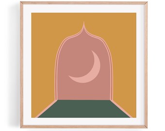 Moroccan Arch Wall Art Print, Bohemian Sun Decor (Digital Download)